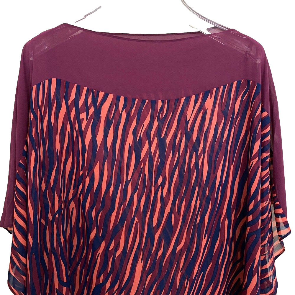 🌵 NWT Jaclyn Smith Women's Zebra Striped Maroon Swimsuit Cover Up - Large/XL - Picture 3 of 7